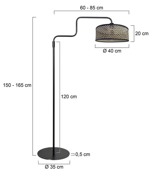 Steinhauer Stojací lampa Bloeba, černá/tmavé dřevo, výška 165 cm, dřevo, Černá, Obývací pokoj / jídelna, kov, Moderní