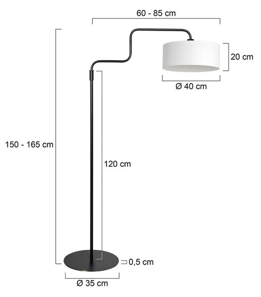 Steinhauer Stojací lampa Bloeba, černá/bílá, výška 165 cm, plátno, Černá, Obývací pokoj / jídelna, kov, Moderní