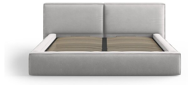 Světle šedá čalouněná dvoulůžková postel s úložným prostorem a roštem 160x200 cm Arendal – Cosmopolitan Design