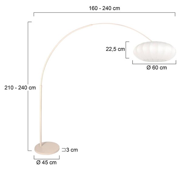 Steinhauer Stojací lampa Sparkled Light krémová/bílá, 240 cm, hedvábí, stmívatelný, Krémová / jantar, Obývací pokoj / jídelna, kov, Moderní