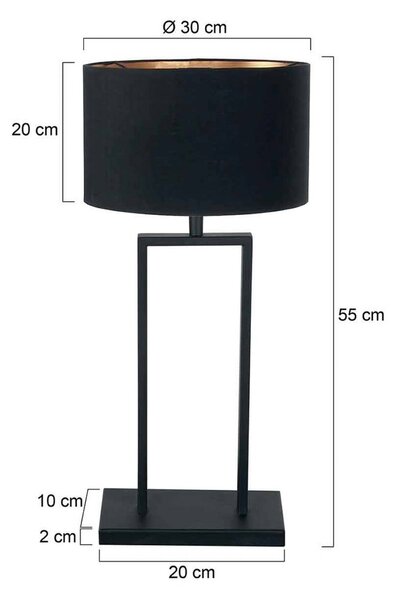 Steinhauer Stolní lampa Stang 3984ZW, chintz černý/černo-zlatý, 55 cm, stmívatelný, Černá, Obývací pokoj / jídelna, kov, Moderní