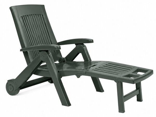 Zahradní lehátko ZIRCONE, 72×195×101 cm, tmavě zelená I.P.A.E-Progarden
