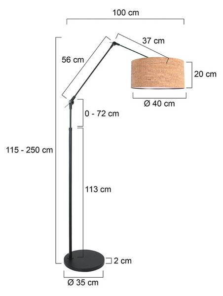 Steinhauer Stojací lampa Prestige Chic černá/hnědá, výška 250 cm, korek, stmívatelný, Černá, Obývací pokoj / jídelna, kov