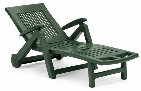 Zahradní lehátko ZIRCONE, 72×195×101 cm, tmavě zelená I.P.A.E-Progarden