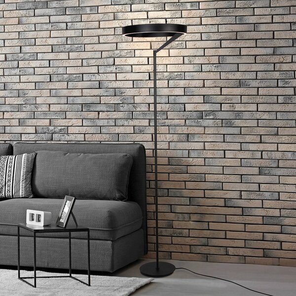 Steinhauer LED stojací lampa Mykty, černá, výška 170 cm, kov, 2 ramena,, stmívatelný, Černá, Obývací pokoj / jídelna, kov, Moderní