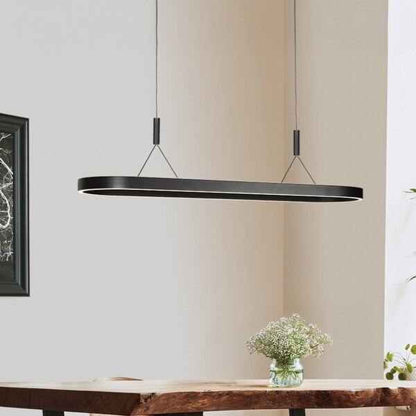 Steinhauer Závěsné světlo LED Mykty, černé, délka 120 cm, kov, 2 žárovky., stmívatelný, Černá, Obývací pokoj / jídelna, kov, Moderní