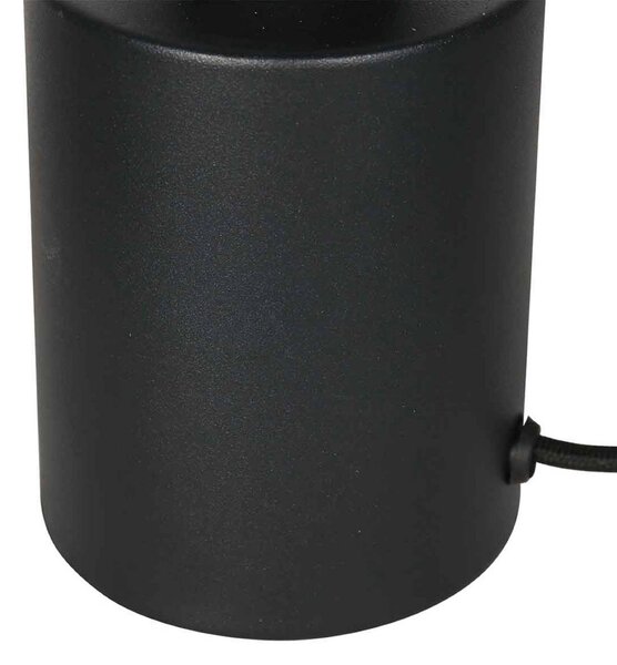 Mexlite Stolní lampa Bloeba, černá, Ø 25 cm, len/kov, Černá, Obývací pokoj / jídelna, Textil / tkanina / hedvábí