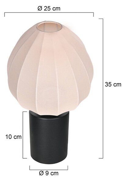 Mexlite Stolní lampa Bloeba, bílá/černá, Ø 25 cm, len/kov, Bílá / opál, Obývací pokoj / jídelna, Textil / tkanina / hedvábí
