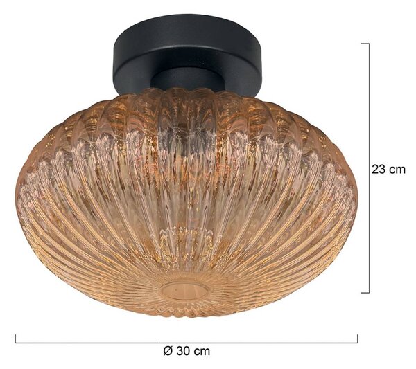 Mexlite Stropní světlo Bloeba, Ø 30 cm černá/jantarová, sklo, Krémová / jantar, Obývací pokoj / jídelna, kov, Moderní
