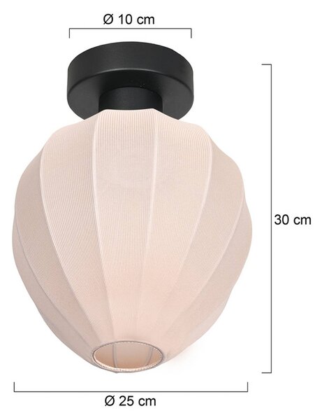 Mexlite Stropní světlo Bloeba, bílá/černá, Ø 25 cm, plátno/kov, stmívatelný, Bílá / opál, Obývací pokoj / jídelna, Textil / tkanina / hedvábí