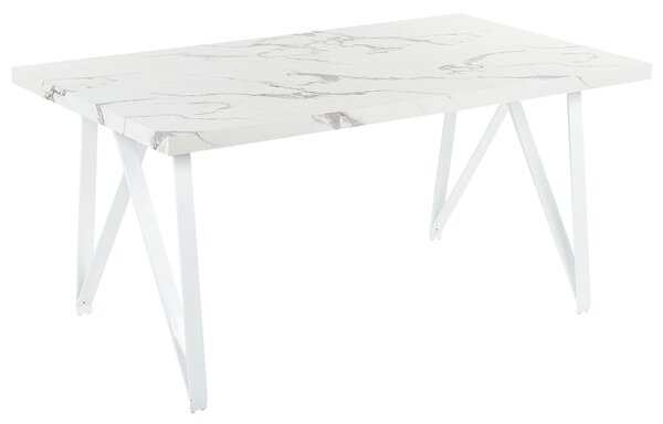 Jídelní stůl s mramorovým efektem 160 x 90 cm bílý/šedý GRIEGER