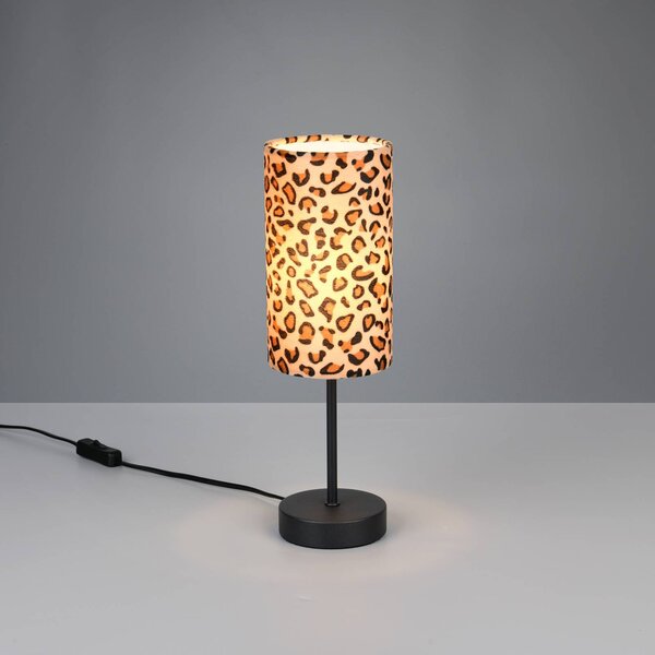 Reality Leuchten Stolní lampa Pardina hnědá skvrnitá/černá výška 37 cm kov, Hnědá / rez, Obývací pokoj / jídelna, kov, Moderní