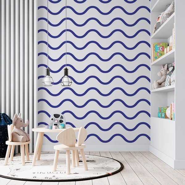Sablio Tapeta Modré vlnky - 125x75 cm