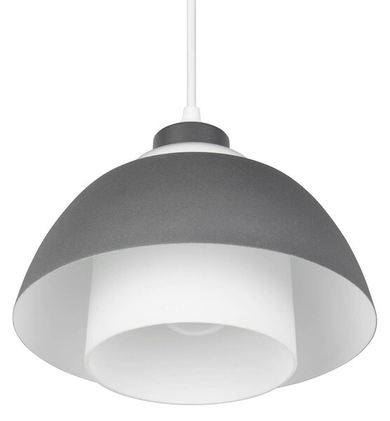 Reality Leuchten Závěsné světlo Tilos, antracit, Ø 23 cm, kov/sklo, E27, stmívatelný, Černá, Obývací pokoj / jídelna, kov, Moderní