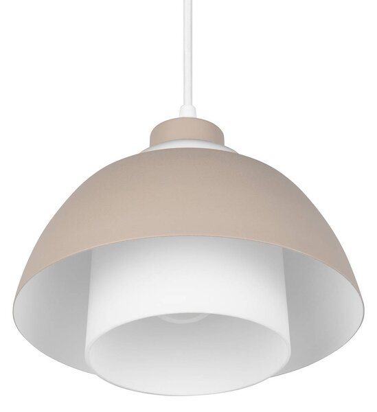 Reality Leuchten Závěsné světlo Tilos, béžové, Ø 23 cm, kov/sklo, E27, stmívatelný, Krémová / jantar, Obývací pokoj / jídelna, kov, Moderní