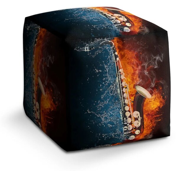 Sablio Taburet Cube Ohnivý saxofon - 40x40x40 cm