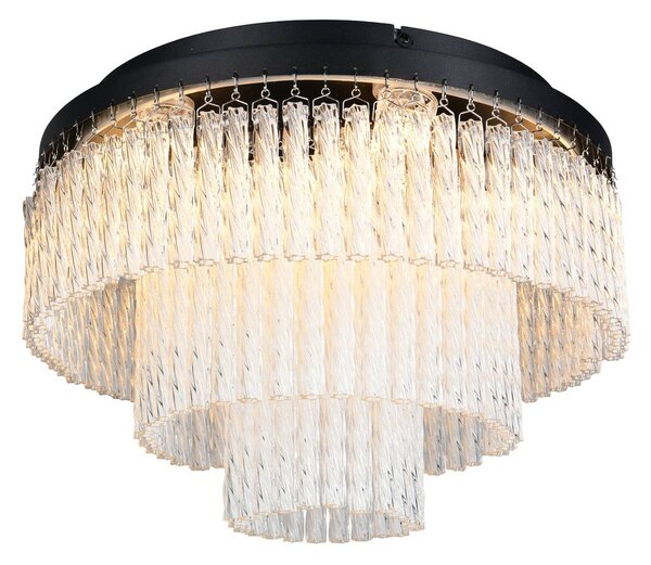 Reality Leuchten LED stropní svítidlo Vono, černé/čiré, Ø 40 cm, RGB dálkové ovládání, stmívatelný, Černá, Obývací pokoj / jídelna, kov