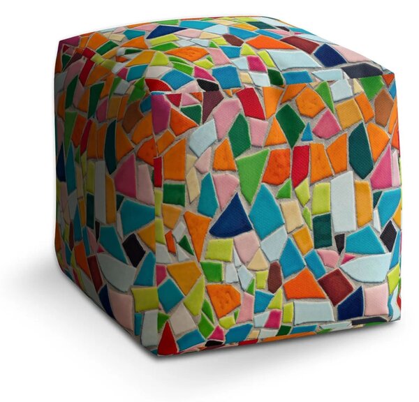 Sablio Taburet Cube Barevná mozaika - 40x40x40 cm