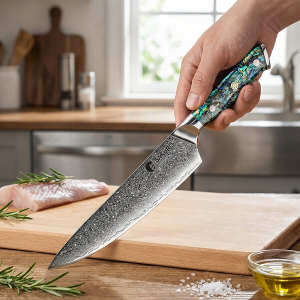 Šéfkuchařský nůž z damaškové oceli SaKuRo Ocean Shell 20,3 cm