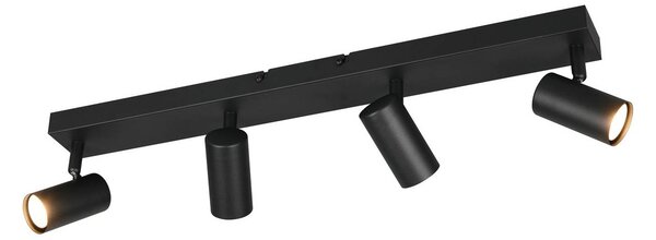Reality Leuchten Bodovka Taryn, matná černá, délka 62 cm, 4křídlá, Mini-GU10, stmívatelný, Černá, Obývací pokoj / jídelna, kov, Moderní, Stropní půlkruhové světlo s prostorem
