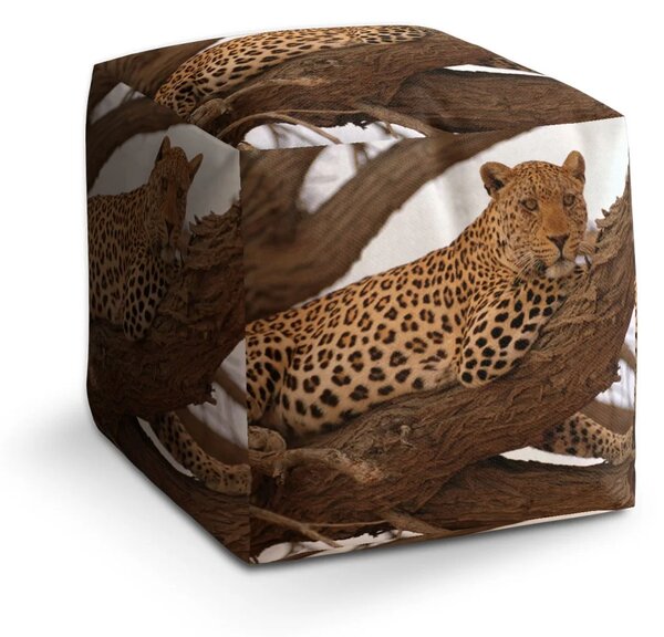 Sablio Taburet Cube Levhart 2 - 40x40x40 cm