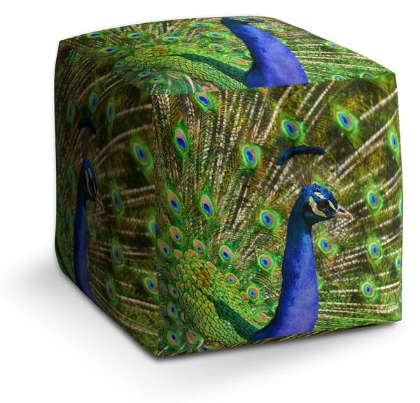 Sablio Taburet Cube Páv - 40x40x40 cm