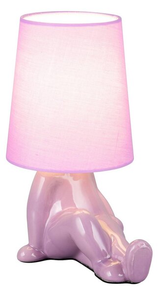 Reality Leuchten Stolní lampa Huma, fialová, výška 25 cm, textil/keramika, E14, Fialová / růžová / barva růže, Obývací pokoj / jídelna, Keramika, Young lifestyle