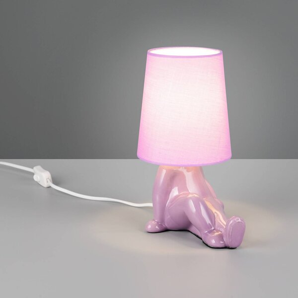 Reality Leuchten Stolní lampa Huma, fialová, výška 25 cm, textil/keramika, E14, Fialová / růžová / barva růže, Obývací pokoj / jídelna, Keramika, Young lifestyle