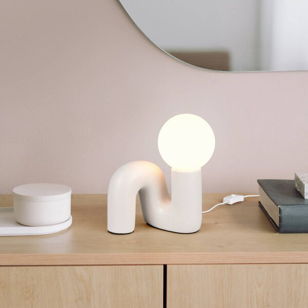Reality Leuchten Stolní lampa Quinn, světle šedá, výška 22 cm, keramika/sklo, G9, Hliník / šedá / zinek, Obývací pokoj / jídelna, Keramika, Young lifestyle