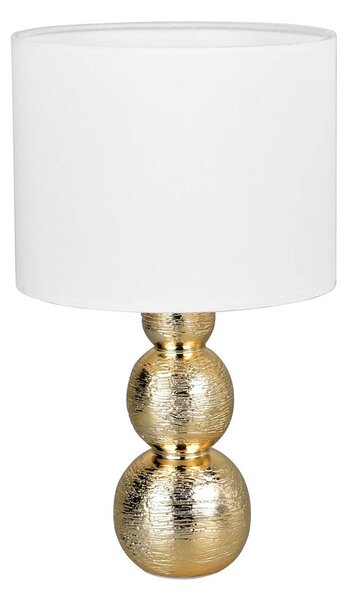 Reality Leuchten Stolní lampa Lova, bílá/zlatá, výška 29 cm, sklo/keramika, E27, Bílá / opál, Obývací pokoj / jídelna, Keramika