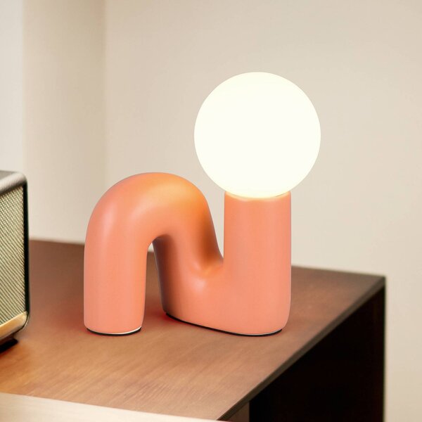 Reality Leuchten Stolní lampa Quinn, oranžová, výška 22 cm, keramika/sklo, G9, Žlutá / oranžová, Obývací pokoj / jídelna, Keramika, Young lifestyle
