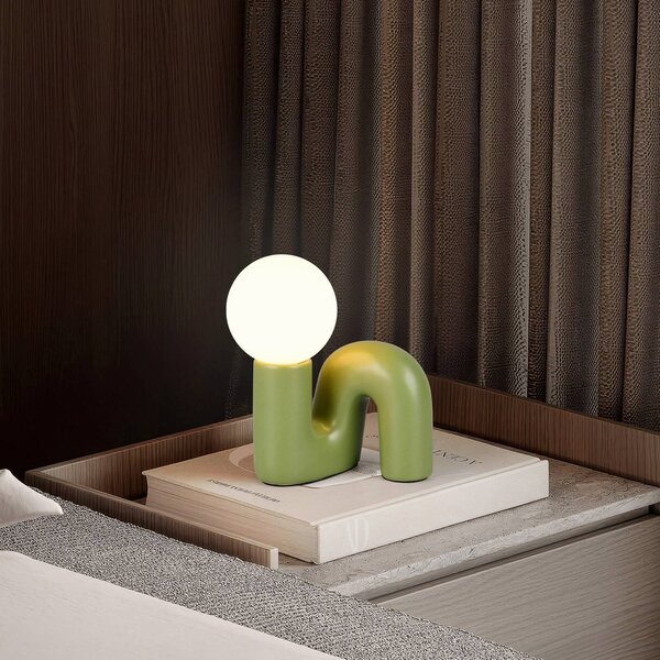 Reality Leuchten Stolní lampa Quinn, zelená, výška 22 cm, keramika/sklo, G9, Zelená, Obývací pokoj / jídelna, Keramika, Young lifestyle