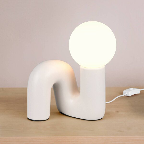 Reality Leuchten Stolní lampa Quinn, světle šedá, výška 22 cm, keramika/sklo, G9, Hliník / šedá / zinek, Obývací pokoj / jídelna, Keramika, Young lifestyle