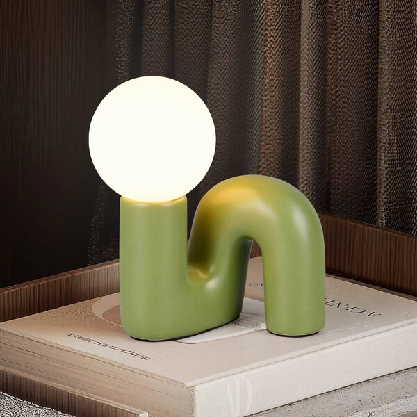 Reality Leuchten Stolní lampa Quinn, zelená, výška 22 cm, keramika/sklo, G9, Zelená, Obývací pokoj / jídelna, Keramika, Young lifestyle