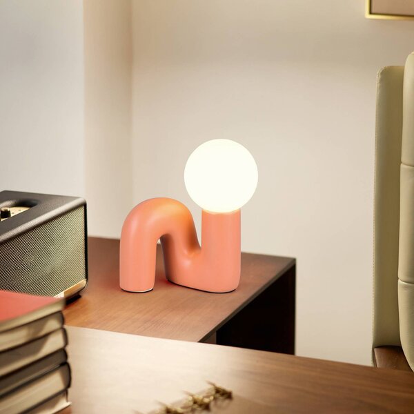 Reality Leuchten Stolní lampa Quinn, oranžová, výška 22 cm, keramika/sklo, G9, Žlutá / oranžová, Obývací pokoj / jídelna, Keramika, Young lifestyle