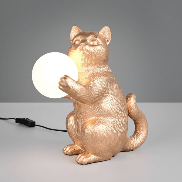 Reality Leuchten Stolní lampa Gatio, zlatá barva, výška 30 cm, umělá pryskyřice, G9, Mosaz / zlato, Obývací pokoj / jídelna, Plast, Young lifestyle