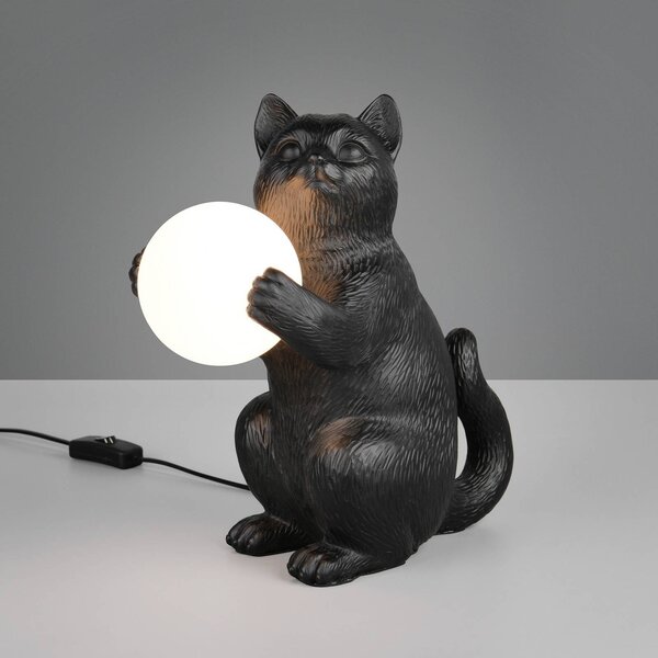 Reality Leuchten Stolní lampa Gatio, černá, výška 30 cm, umělá pryskyřice, G9, Černá, Obývací pokoj / jídelna, Plast, Young lifestyle