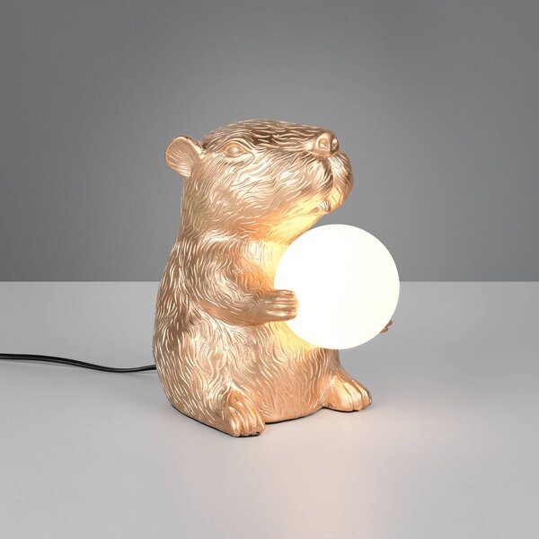 Reality Leuchten Stolní lampa Capi, zlatá barva, výška 25 cm, umělá pryskyřice, G9, Mosaz / zlato, Obývací pokoj / jídelna, Plast, Young lifestyle