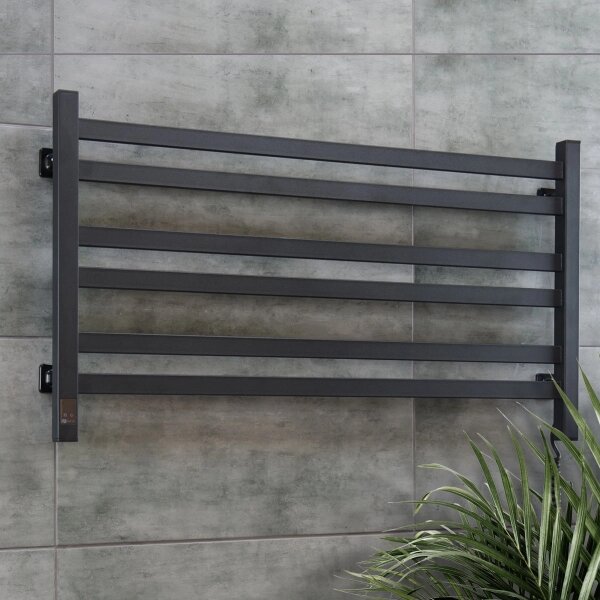 Elektrický sušák na ručníky s termostatem AVANGARD 181W 50x90 cm černá pravá