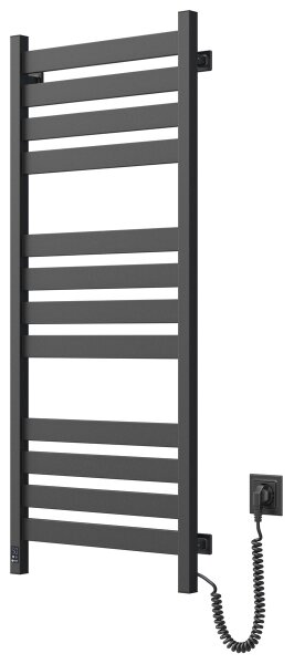 Koupelnový žebříkový radiátor s termostatem LARGO 256W 120x50 cm černá pravá