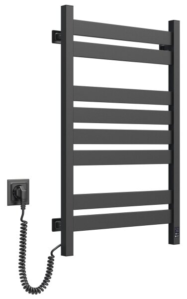 Elektrický sušák na ručníky s termostatem LARGO 168W 80x50 cm černá levá