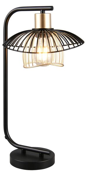 Reality Leuchten Stolní lampa Lauris, matná černá, výška 44 cm, kov, E27, Černá, Obývací pokoj / jídelna, kov, Moderní