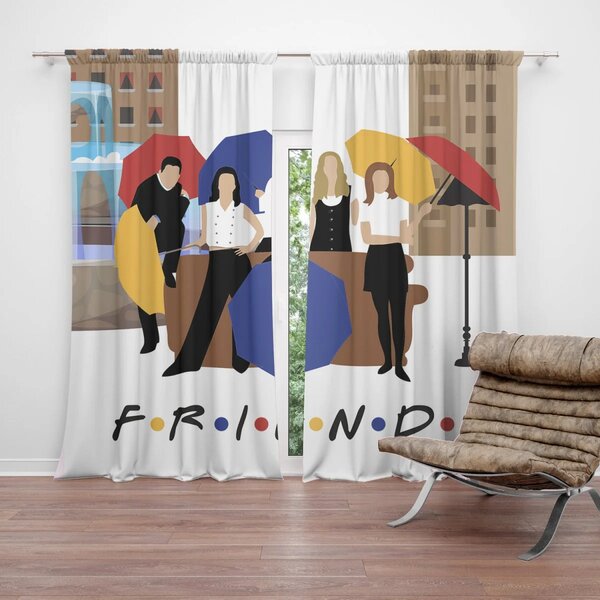 Sablio Závěs Seriál přátelé FRIENDS Gauč u fontány: 2ks 140x250cm