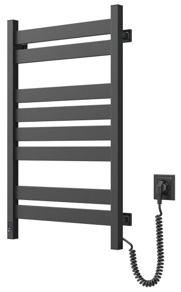 Elektrický sušák na ručníky s termostatem LARGO 168W 80x50 cm černá pravá