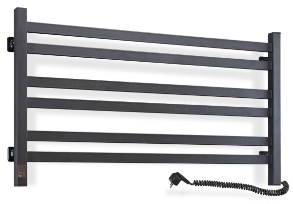 Elektrický sušák na ručníky s termostatem AVANGARD 181W 50x90 cm černá pravá