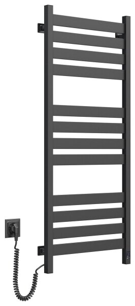 Koupelnový žebříkový radiátor s termostatem LARGO 256W 120x50 cm černá levá