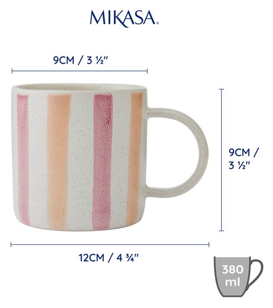Hrnek Mikasa 390 ml růžovo oranžové pruhy MKMUG03