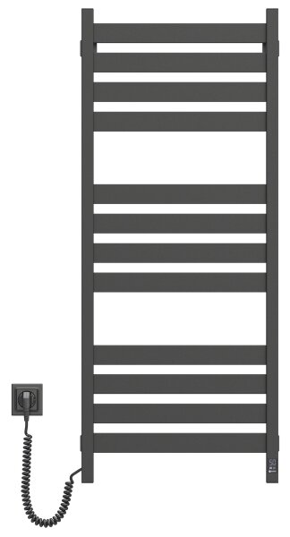 Koupelnový žebříkový radiátor s termostatem LARGO 256W 120x50 cm černá levá