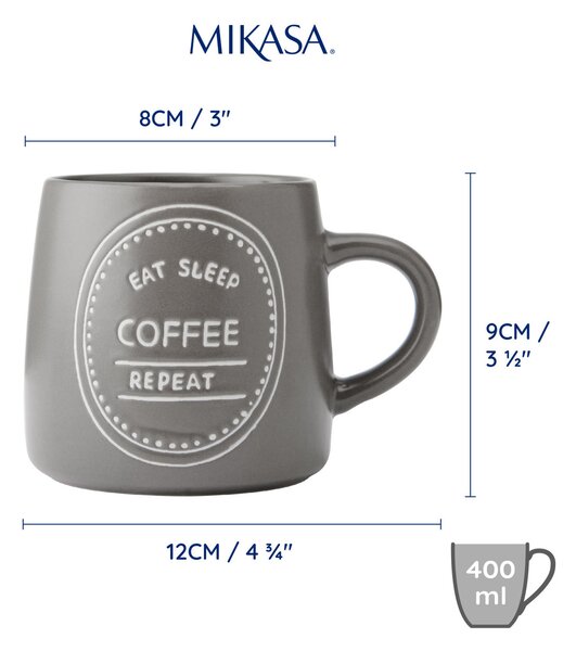 Hrnek Mikasa 400 ml na kávu, hnědo šedý, kamenina MKMUG17