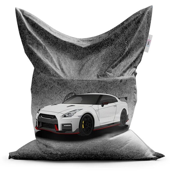 Sablio Sedací vak Nissan GTR 35 Šedý - 150x100 cm